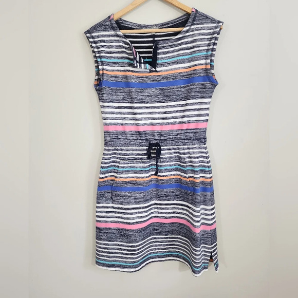 T By Talbots Multicolor striped shift dress comfy Elastic waist women's XS - Picture 5 of 10